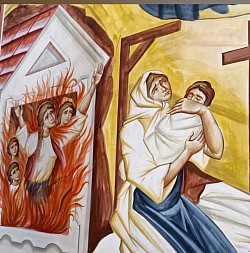 freske sa prikazima svetih mučenika u donjim zonama lađe